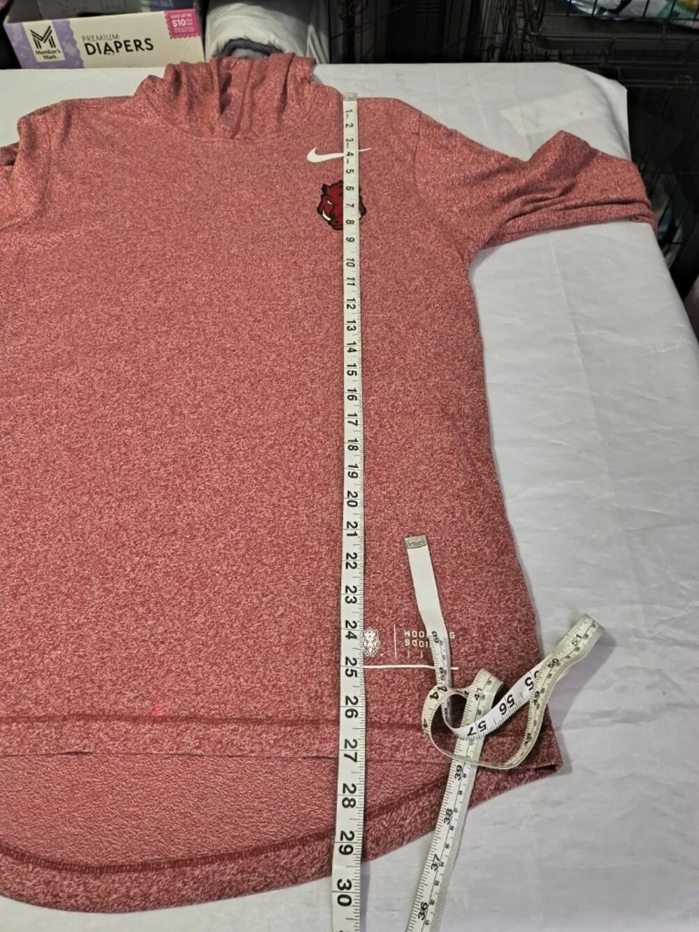 Arkansas Razorback The Nike Tee Long Sleeve Hooded Red Pig Sooie Women's Small - Picture 9 of 12